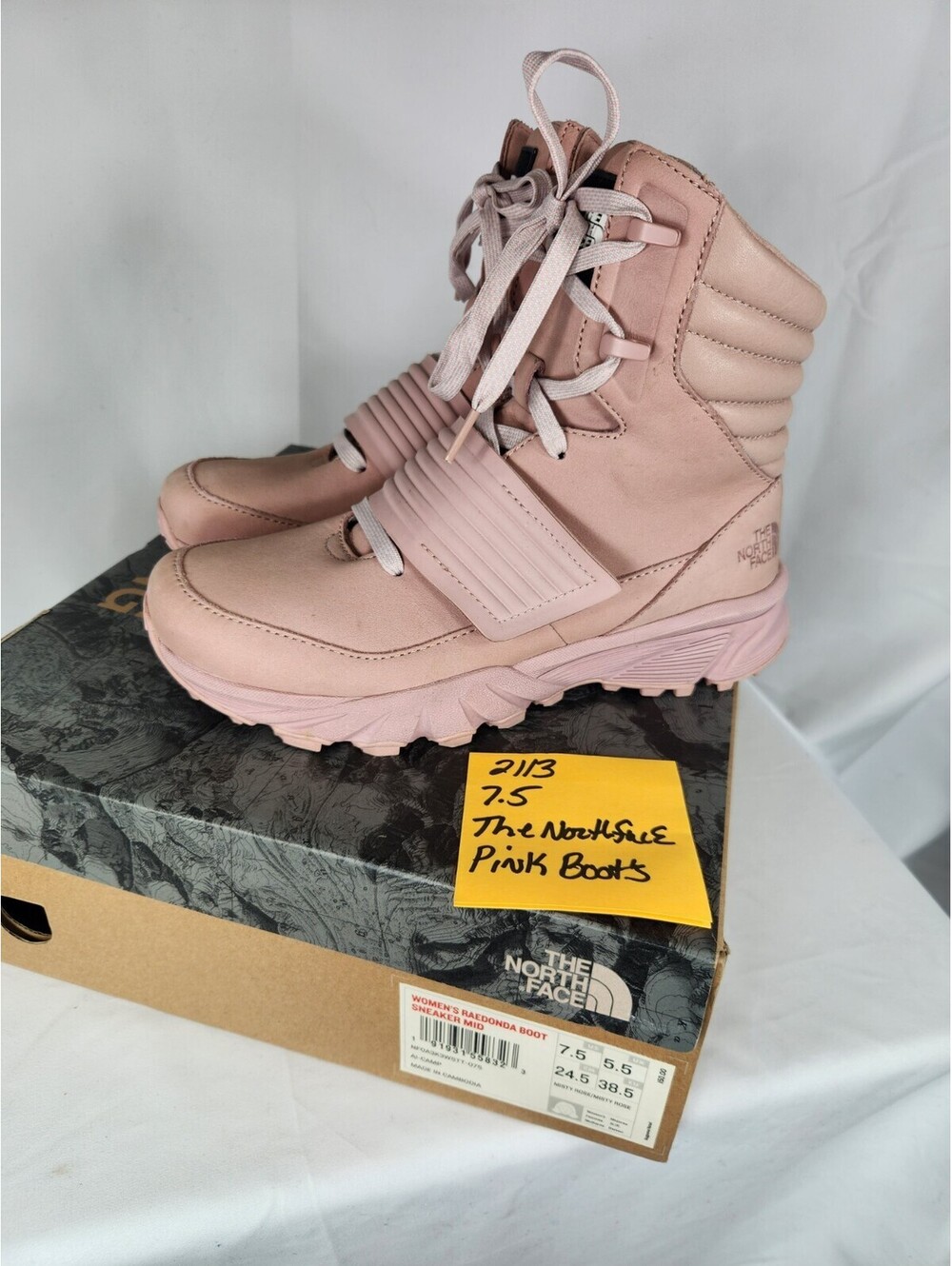 The North Face Raedonda Pink Misty Rose Mid Strap Boot Sneakers Women's Size 7.5
